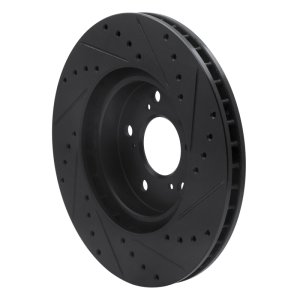 Acura RL Brake Rotor (1) - Front Left - R1 Concepts - Drilled & Slotted - Black - `05-`12